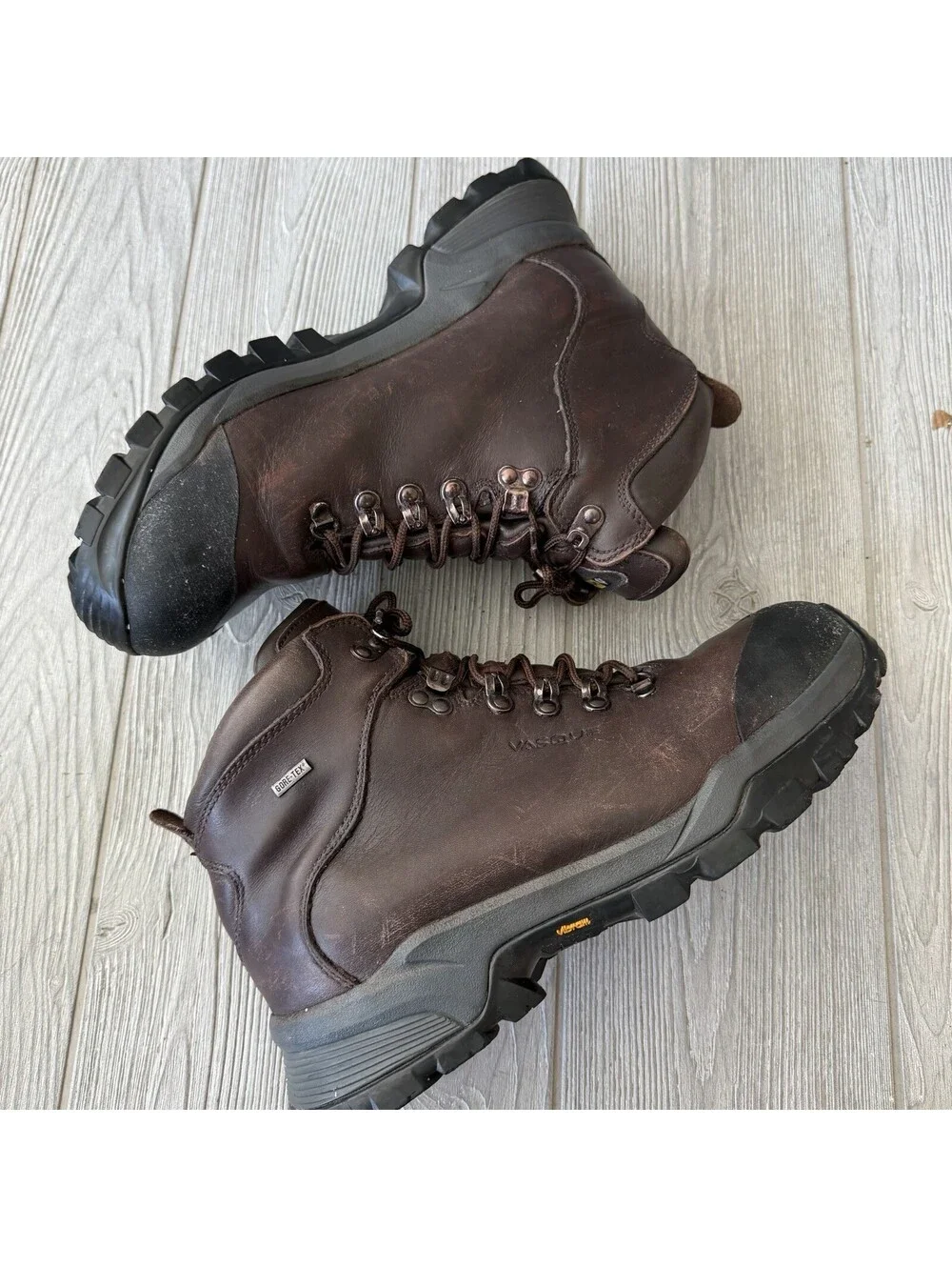 Vasque Mens Hiking Boots 12 Wide Gore-Tex Leather Vibram Waterproof Brown Trail
